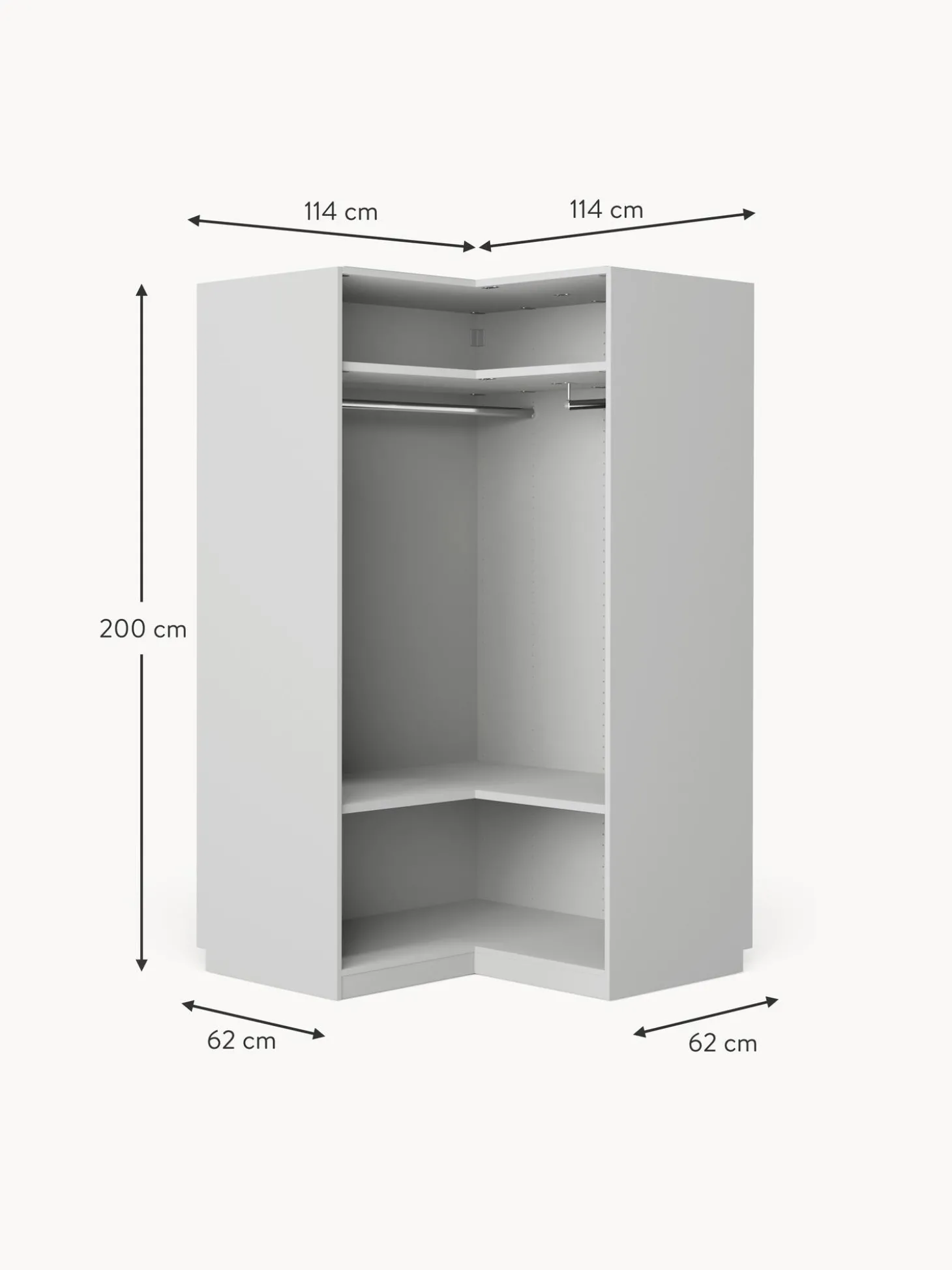 Armadio Angolare Componibile Charlotte, Larg. 115 Cm, Diverse Varianti