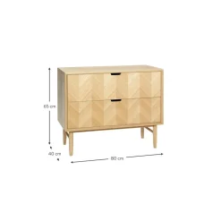 Cassettiera In Legno Di Quercia Con Motivo Spina Di Pesce Herringbone