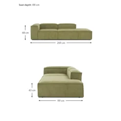 Chaise Longue Componibile In Velluto A Coste Lennon