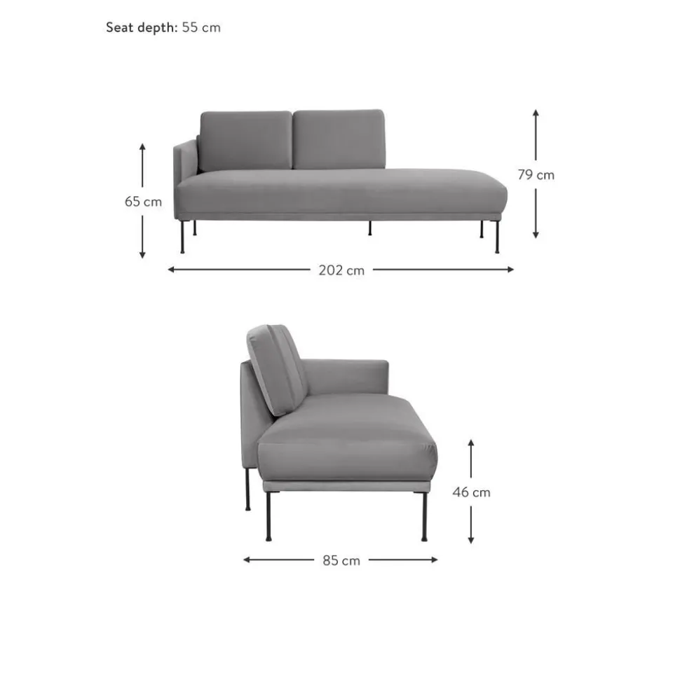 Chaise Longue In Velluto Fluente
