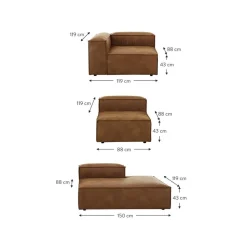 Chaise Longue Xl Componibile In Pelle Riciclata Lennon