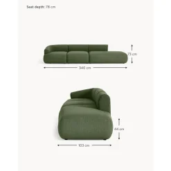 Chaise Longue Xl Componibile In Boucle Sofia