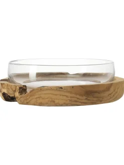 Ciotola Decorativa Fatta A Mano Con Base In Teak Terra, O28 Cm