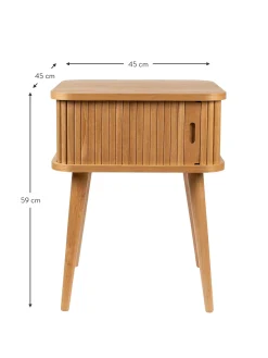 Comodino In Legno Con Anta Scorrevole E Frontale Scanalato Barbier