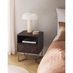 Comodino In Legno Di Mango Massiccio Con Cassetto Luca