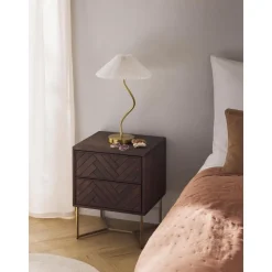 Comodino In Legno Di Mango Massiccio Con Cassetti Luca