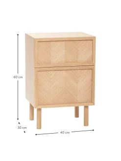 Comodino In Legno Di Quercia Con Motivo Spina Di Pesce Herringbone