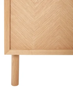 Comodino In Legno Di Quercia Con Motivo Spina Di Pesce Herringbone