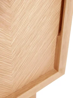 Comodino In Legno Di Quercia Con Motivo Spina Di Pesce Herringbone