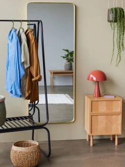 Comodino In Legno Di Quercia Con Motivo Spina Di Pesce Herringbone