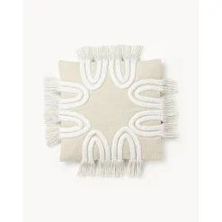 Copricuscino Con Dettagli Trapuntati E Frange Ivor