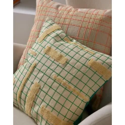 Copricuscino In Cotone A Quadri Con Ricamo Orla