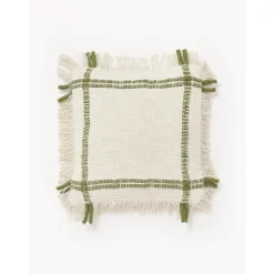 Copricuscino In Cotone Fatto A Mano Con Frange Catalina