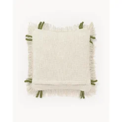 Copricuscino In Cotone Fatto A Mano Con Frange Catalina
