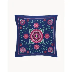 Copricuscino In Cotone Ricamato Con Motivo Floreale Lore