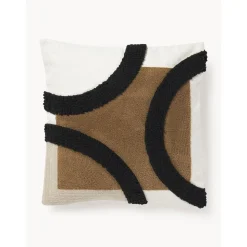 Copricuscino In Cotone Ricamato Con Struttura Alta-Bassa Reza