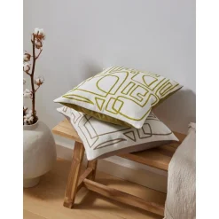 Copricuscino In Cotone Ricamato Con Decori Astratti Maree