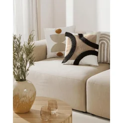 Copricuscino In Cotone Ricamato Con Struttura Alta-Bassa Reza