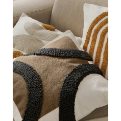 Copricuscino In Cotone Ricamato Con Struttura Alta-Bassa Reza