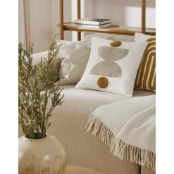 Copricuscino In Cotone Ricamato Con Motivo A Rilievo Izad