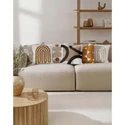 Copricuscino In Cotone Ricamato Con Struttura Alta-Bassa Reza