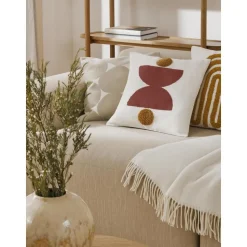 Copricuscino In Cotone Ricamato Con Motivo A Rilievo Izad