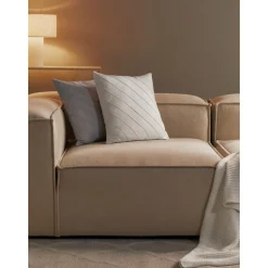 Copricuscino In Lino Bianco Con Motivo Strutturato Malia