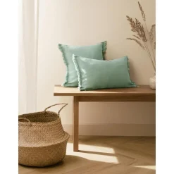 Copricuscino In Lino Con Frange Luana