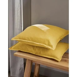 Copricuscino In Lino Giallo Lanya