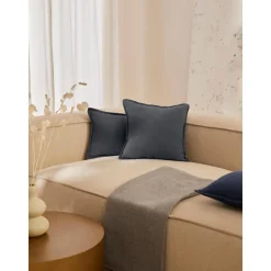 Copricuscino In Lino Grigio Grafite Lanya