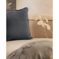 Copricuscino In Lino Grigio Grafite Lanya