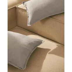 Copricuscino In Lino Grigio Chiaro Lanya