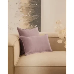 Copricuscino In Lino Rosa Antico Lanya