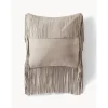 Copricuscino In Pelle Con Frange Amaia