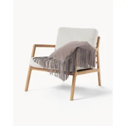 Copricuscino In Pelle Con Frange Amaia