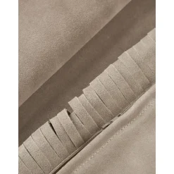 Copricuscino In Pelle Con Frange Amaia