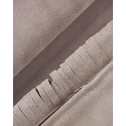 Copricuscino In Pelle Con Frange Amaia