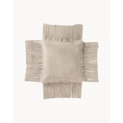 Copricuscino In Pelle Con Frange Amaia