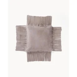 Copricuscino In Pelle Con Frange Amaia