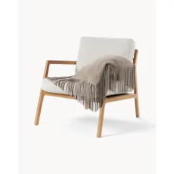 Copricuscino In Pelle Con Frange Amaia