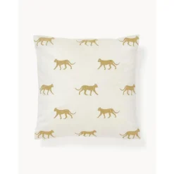 Copricuscino In Velluto Ricamato Cheetah