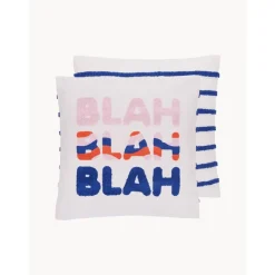 Copricuscino Reversibile Con Scritta Ricamata Blah Blah