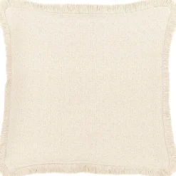 Copricuscino Reversibile Beige Con Frange Loran