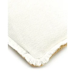 Copricuscino Reversibile Color Giallo Con Frange Decorative Loran