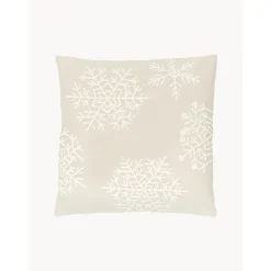 Copricuscino Ricamata Color Beige Snowflake