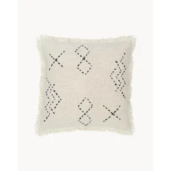 Copricuscino Ricamato Con Frange Erik