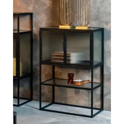 Credenza Alta Con Vetrate Scanalate Boli