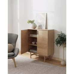 Credenza Alta In Legno Di Quercia Con Ante Diana