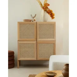 Credenza Alta In Legno Di Quercia Con Intreccio Viennese Jolie