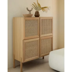 Credenza Alta In Legno Di Quercia Con Intreccio Viennese Jolie